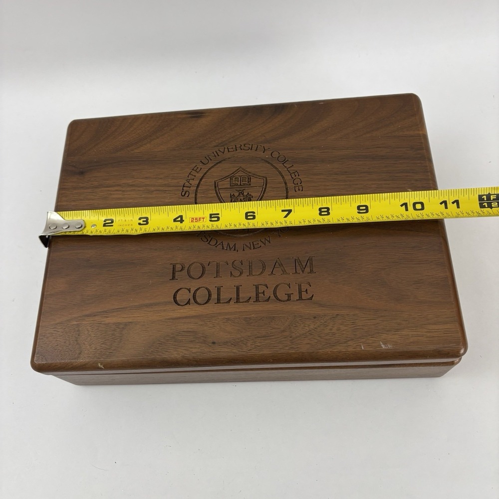 Potsdam College Walnut Wood Box Jewelry The State University Of New York - Picture 7 of 9